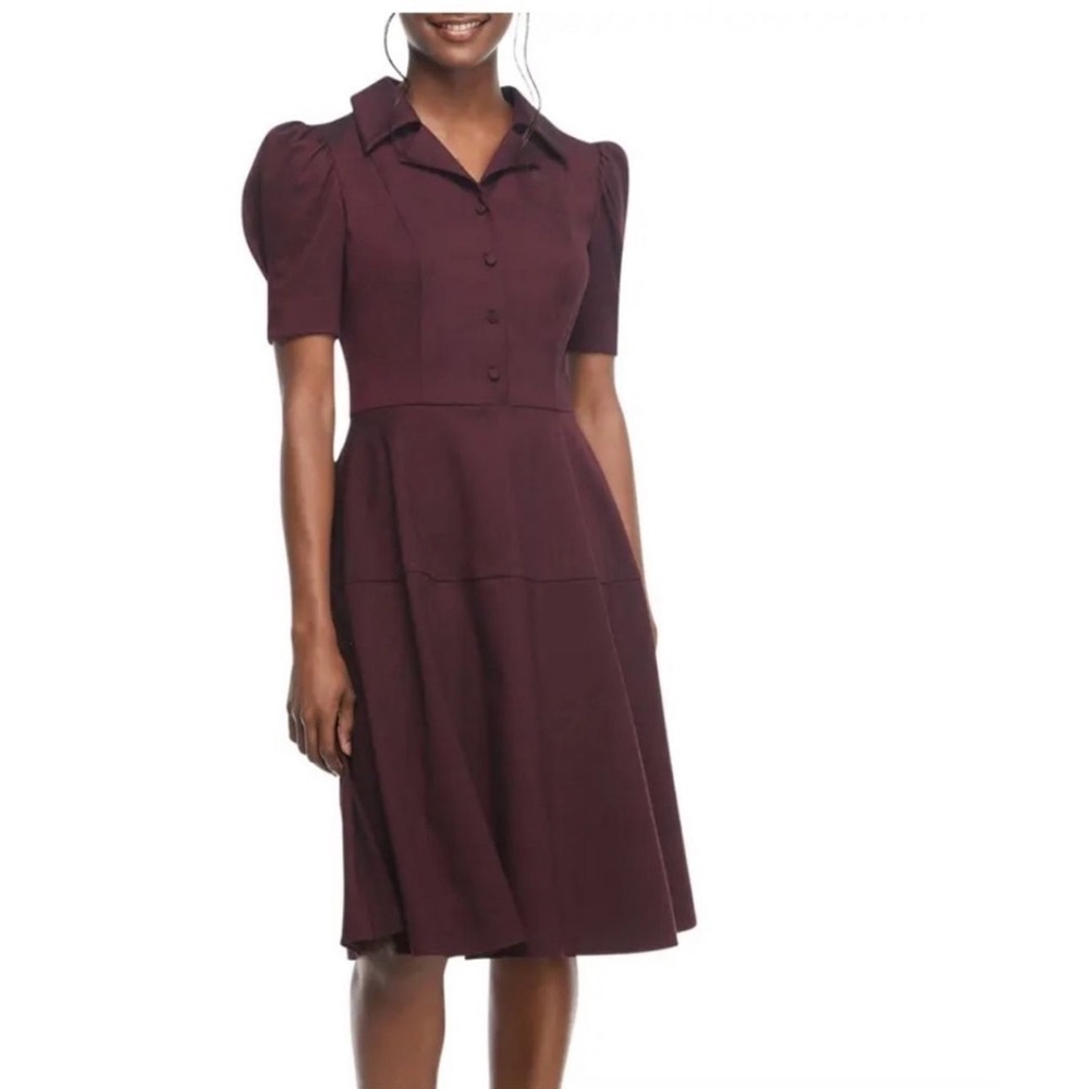 Gal Meets Glam Nina Wine Maroon Twill Dress Size 6
